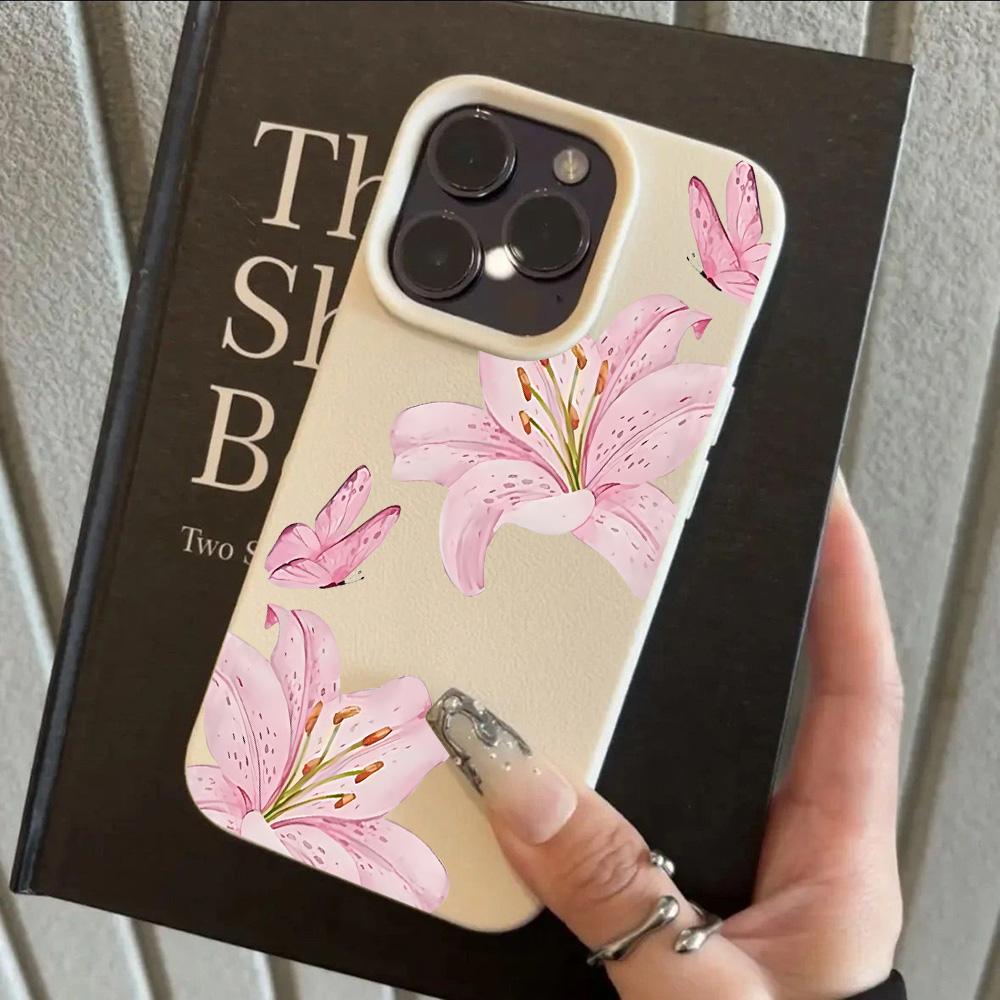 HOT Luxury Hibiscus Flower Lemon Lichee leather pattern Phone Case For iPhone 17 16 15 14 13 12 11 Air Pro Max Plus X XR XSMax
