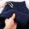 Men's Breathable Gray Cotton-Linen Straight-Leg Loose-Fit Pants, Summer Plus Size Casual Wear