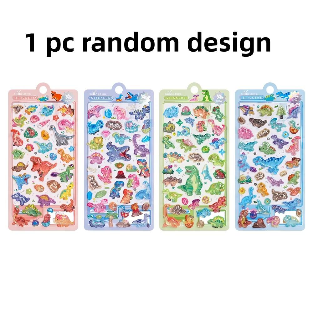 

Dinosaur World 3D Crystal Sticker 3D Design Stationery Sticker Diy Journal Stickers Colorful Relief Decorative Sticker