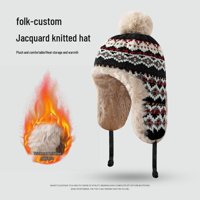 Japanese Faux Rabbit Fur Lei Feng Hat: Warm, Fleece-Lined, Ear-Protecting Winter Hat for Cycling & Skiing