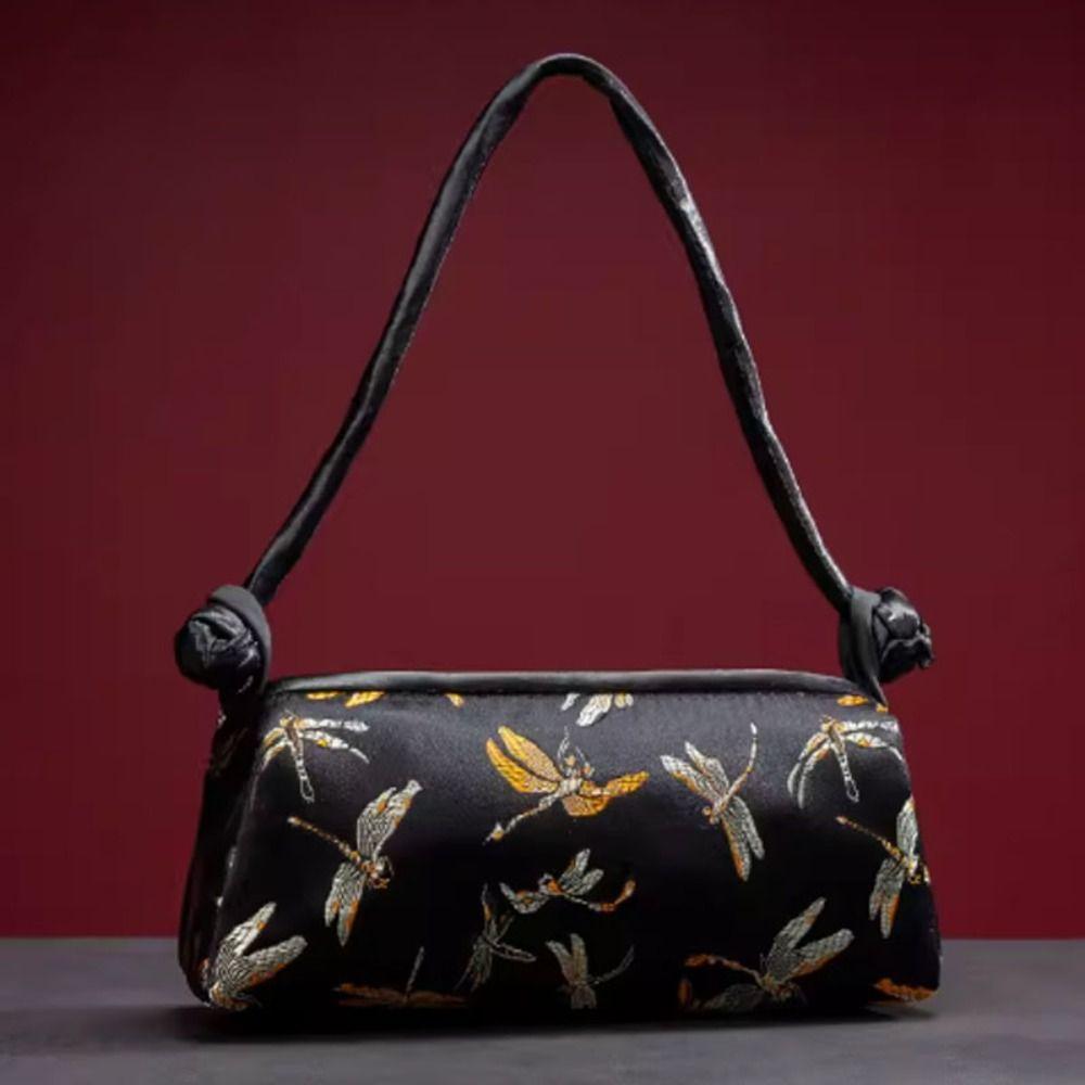 Fashion Silk Embroidered Women Handbag Zipper Chinese Style Design Clutch Bag Knot Retro Cosmetic Bag Gifts
