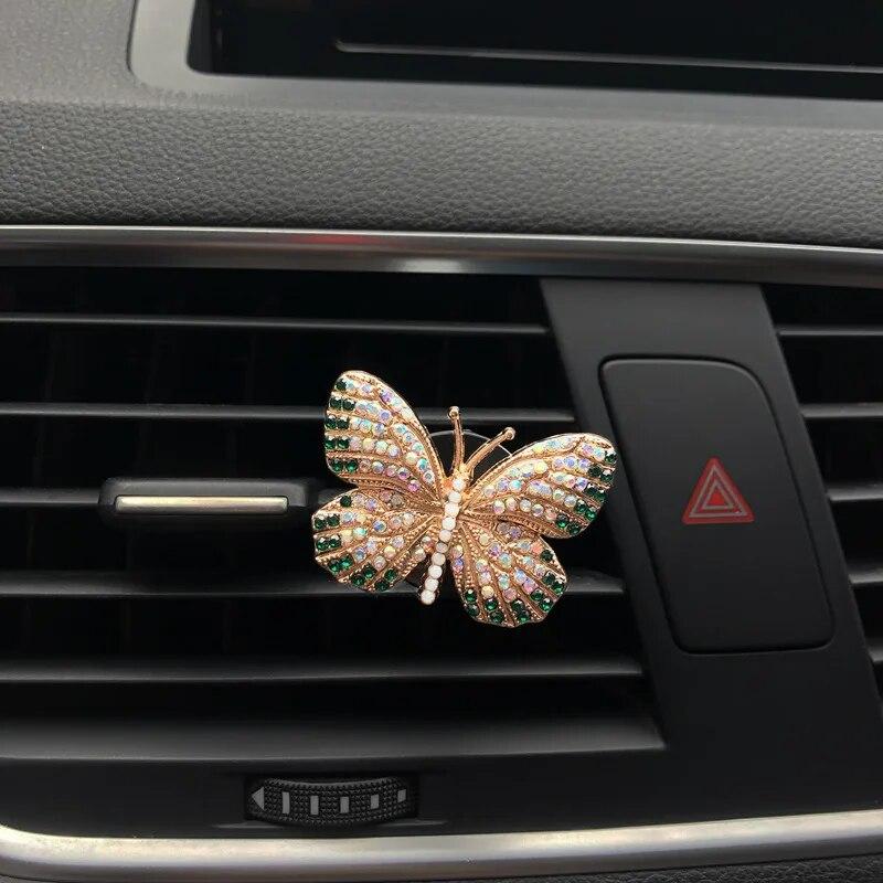 Butterfly Car Perfume Clip Colorful Butterfly Car Air Freshener Perfume Clip Auto Decoration Car Rhinestone Accessories Interior