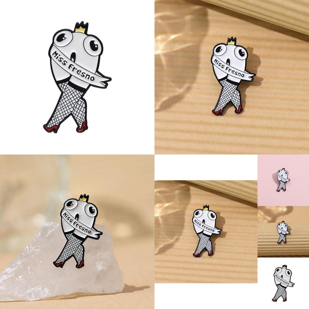 Creative Crowned Big Eye Long Leg Character Brooch Charming Metal Pin Accessory