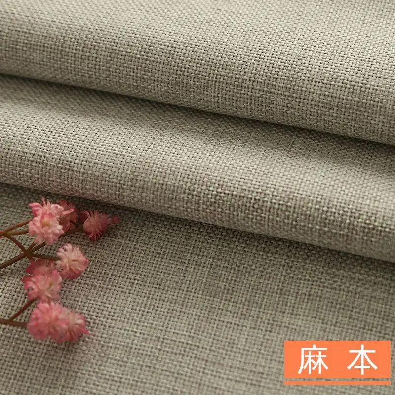 Thickened Cotton Linen Fabric Plain Weave Bamboo By The Meter for Sofa Bags Tablecloths Curtains DIY Sewing Cloth Wearable Black