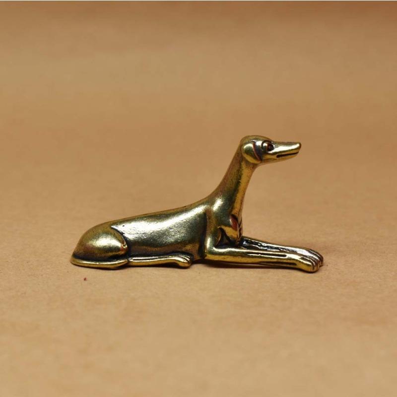 Brass Dog Small Ornament Chinese Zodiac Exquisite Figurine Creative Tea Pet Desktop Decor for Office Desk Use