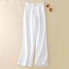 Women Linen Wide Leg Pants Thin Casual Solid Long Pants Elastic High Waisted Loose Cotton and Linen Straight Trousers