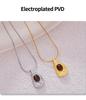 Oval Tiger Eye Stone Copper Pendant Necklace with Stainless Steel Clavicle Chain, 18K Gold-Plated for Women