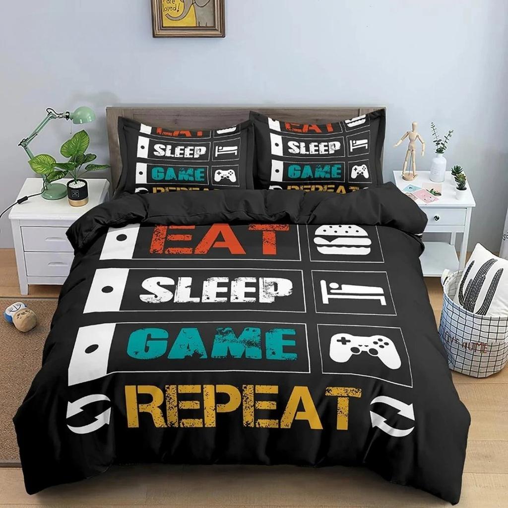 Gamepad Duvet Cover 2/3Pcs Game Bedding Set Teens Video Game Quilt Cover Set ,King, Double Bed, For Bedroom