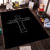 Cross Design with JESUS Text Non-slip rug suitable for living room and bedroom sofas.