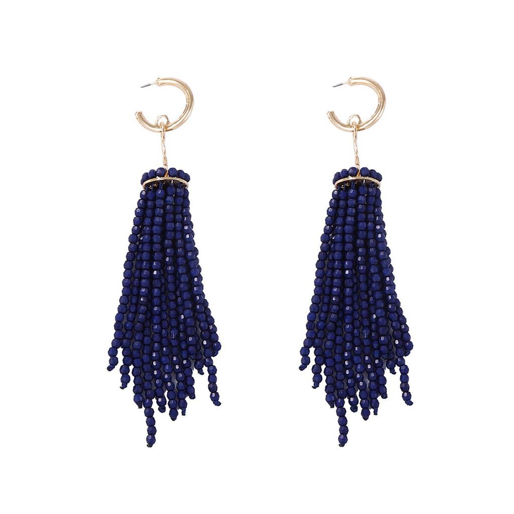 Personality retro elegance trend beaded fringed linear earrings banquet party exquisite versatile earrings women