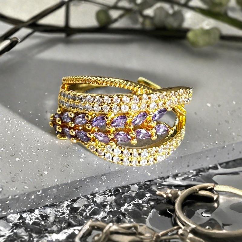 Three-Dimensional Exquisite Medieval French Retro Open Ring Luxury Light Luxury Niche Zircon Accessories Women