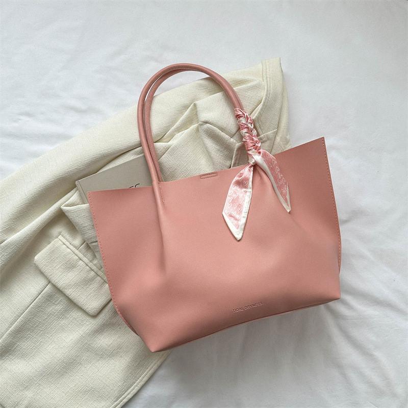 Fashionable Street Style Women s Pu Leather Tote Bag With Stitching Elements розовый