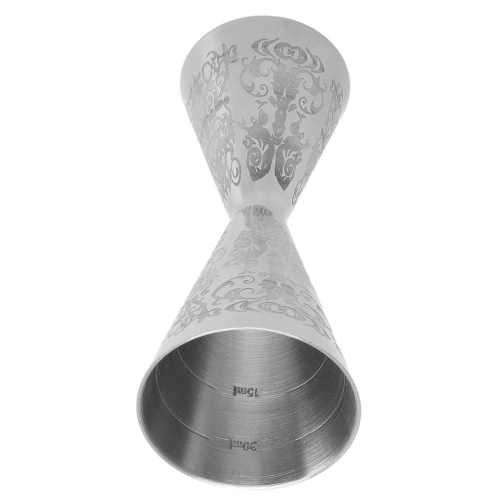Double Head Cocktail Jigger Integrated Bartending Measuring Cup Engraved Stainless Steel Measuring Jigger for Home Bar