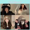 Warm Knit Fashionable Hat For Women Trendy Fluffy Beanie With Cute Bear Patch