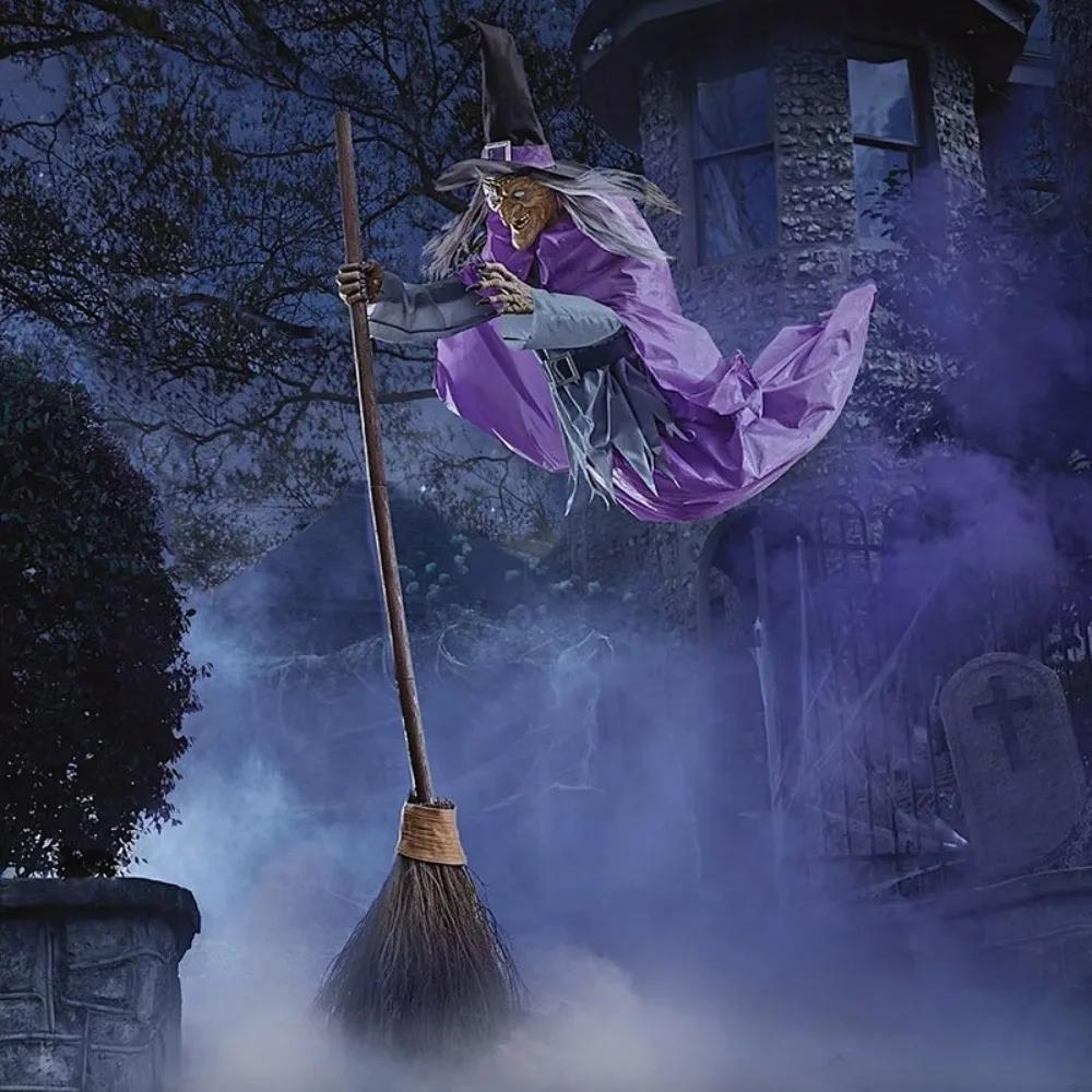 Halloween Life Size Talking Witch Purple Outdoor Spooky Animatronic Witch Halloween Decoration Decor Prop Red Eye Animated Witch