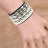 Black Leather Punk Bracelet Square Studs Bracelet Square Rivet Wristband Leather Texture for Matching Trendy Look