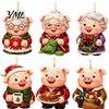 Family Christmas Tree Decor Piggy Advent Calendar, 2D Flat Acrylic 24 Days Hanging Blind Box Ornaments, Decorative Countdown Gift for Holiday