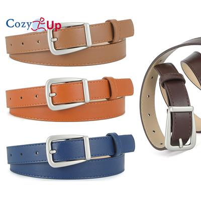 Pin Buckle Thin Ladies PU Leather Belt Personalized Dress with Casual Belt Outside