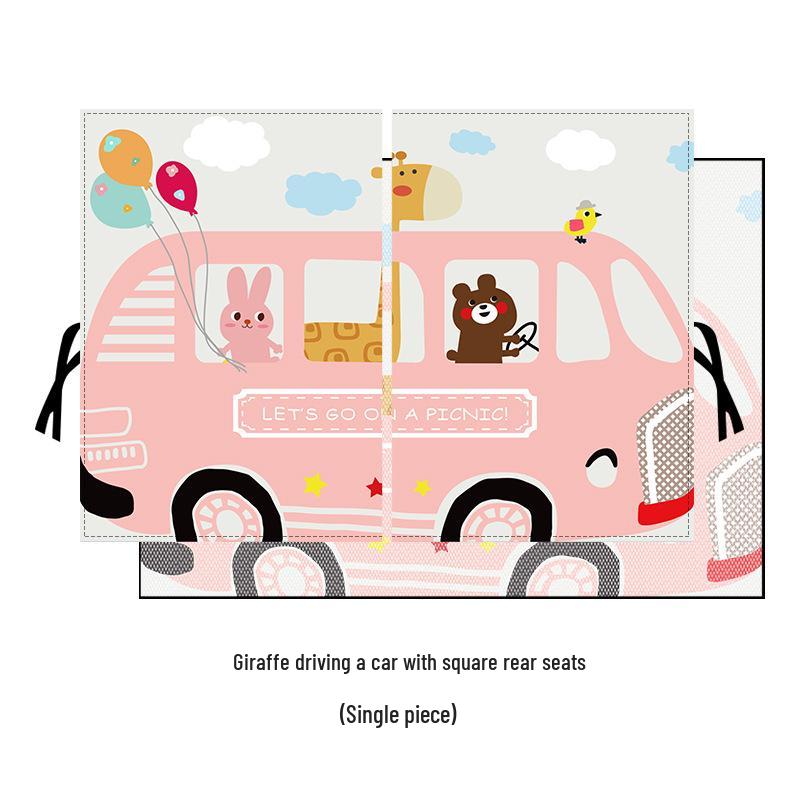 Magnetic Double Layer Dinosaur Sunshade: Child's Car Window Curtain for Sun Protection and Privacy