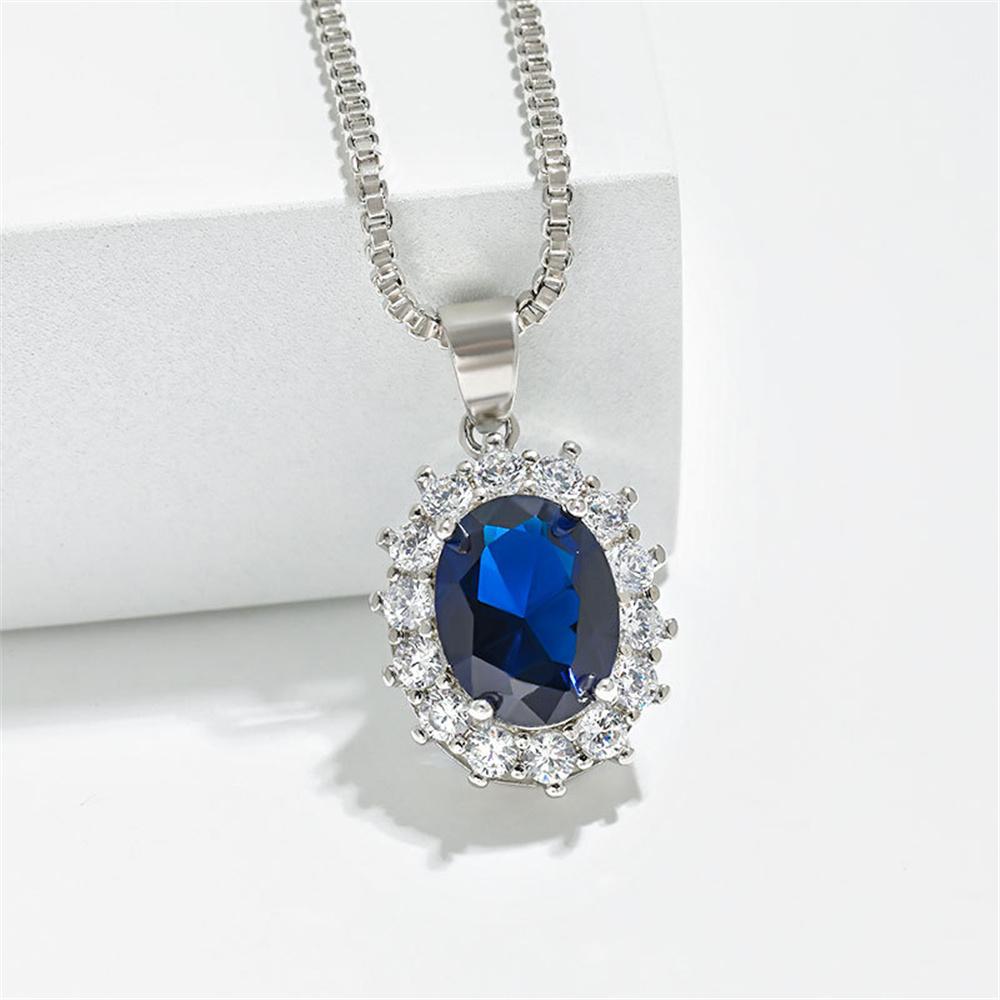Charm Female Blue Sunflower Zircon Stone Pendant Necklace Mom Gfit Wedding  For Women SMT13449