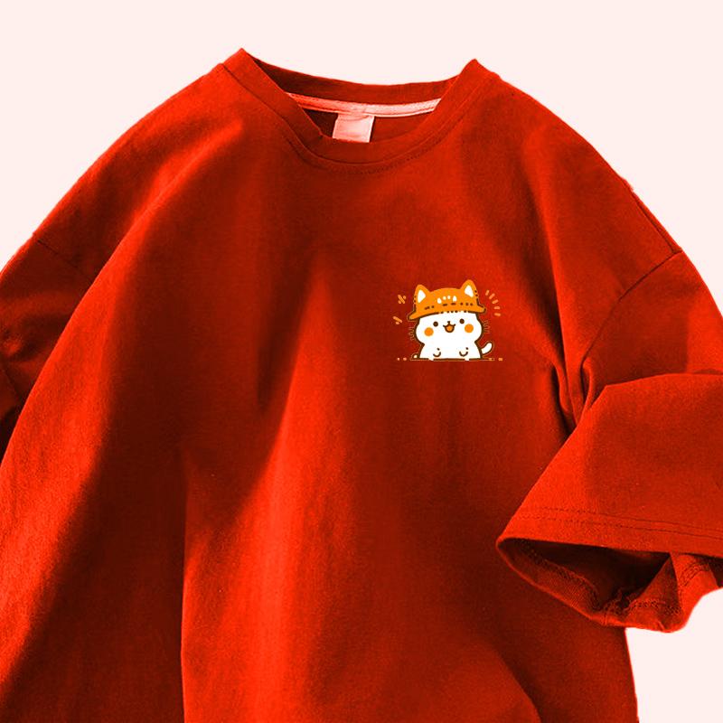 Baumwolle Design Sinn Druck Kurzarm T-Shirt Damen Sommer 2025 Neue Lockere Halbarm Tops