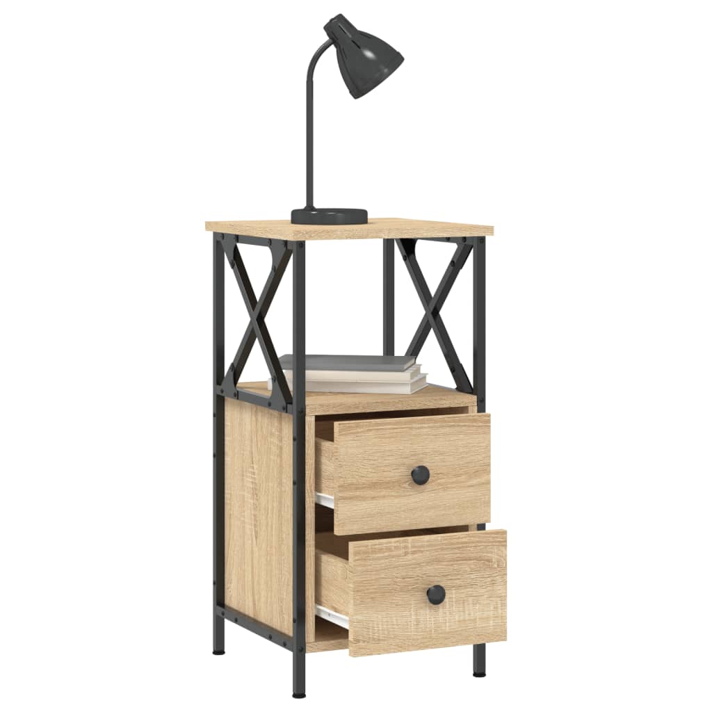 Nightstands (2 Pcs) Sonoma Oak Finish 34 X 35.5 X 70 Cm Engineered Wood