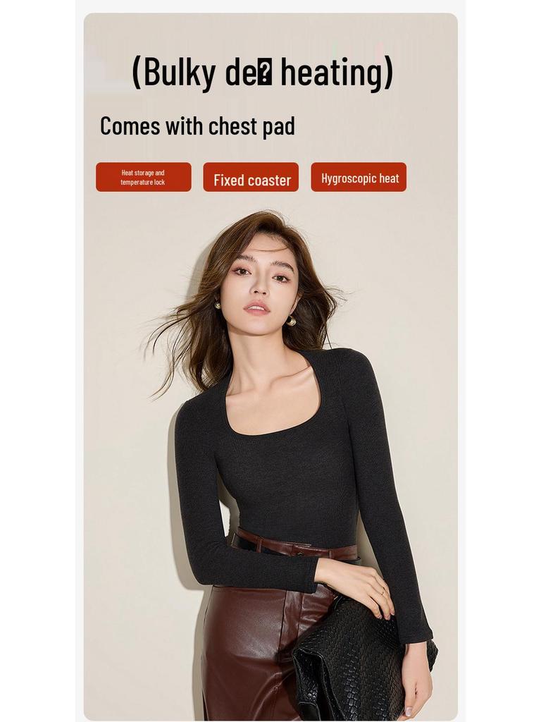 10A Antibacterial Women's Warm Velvet Long-Sleeve Top with Chest Pads, Self-Heating for Autumn/Winter