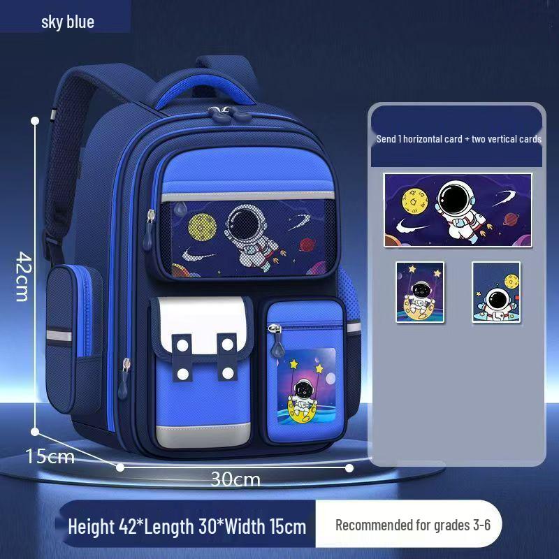 Astronaut Children's Ultralight Spine Protection School Backpack for Boys, Grades 1-6