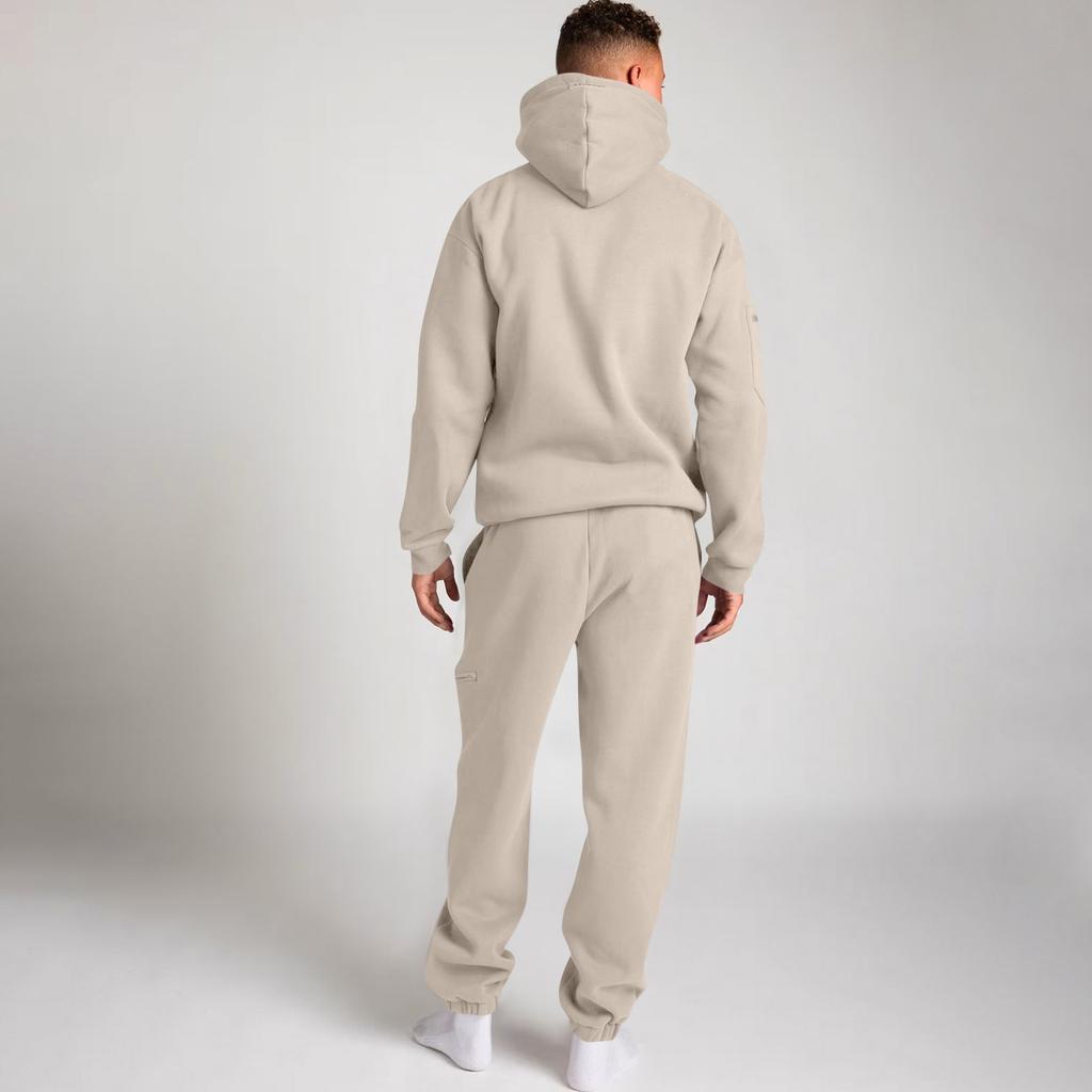 Unisex Fashion Solid Color Flight Mode Travel Hoodie Sports Shirt With Built In Eye Mask Sports Pants Loose 2-piece Set