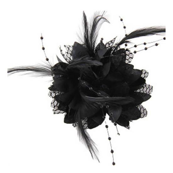 

Мода Цветок Перо Бисера Корсаж Повязка Для Волос Pin Свадебный Головной Убор Декор Подарок чёрный