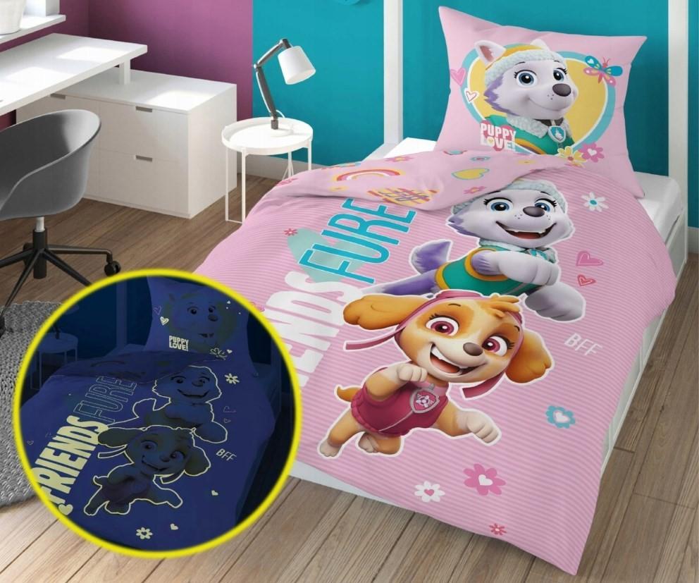 Fluorescent cotton bedding 160x200cm PAW PATROL FRIENDS FUREVER
