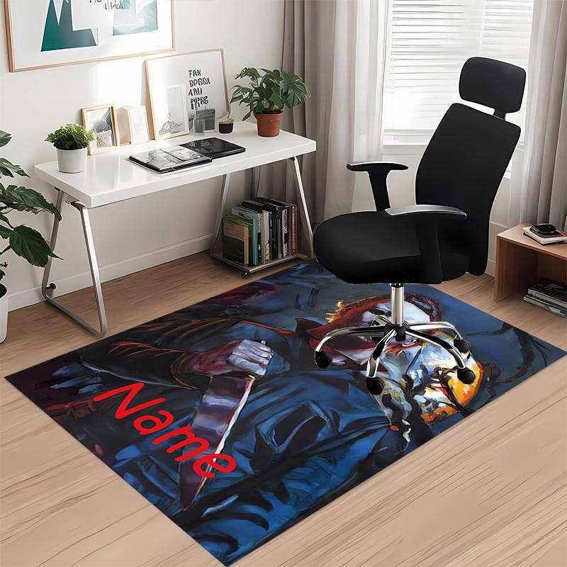 Benutzerdefinierter Name Halloween Horror Bedruckter Teppich, für Bürostuhl Wohnzimmer Schlafzimmer Küchenraum Dekor Geschenke.