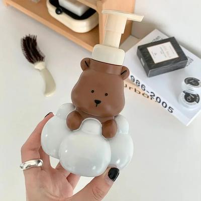 1PC Cartoon Bear Lathering Bottle Press Spray Bottle Bathroom Hand Sanitizer Shampoo Pump Bottle Portable Soap Dispenser