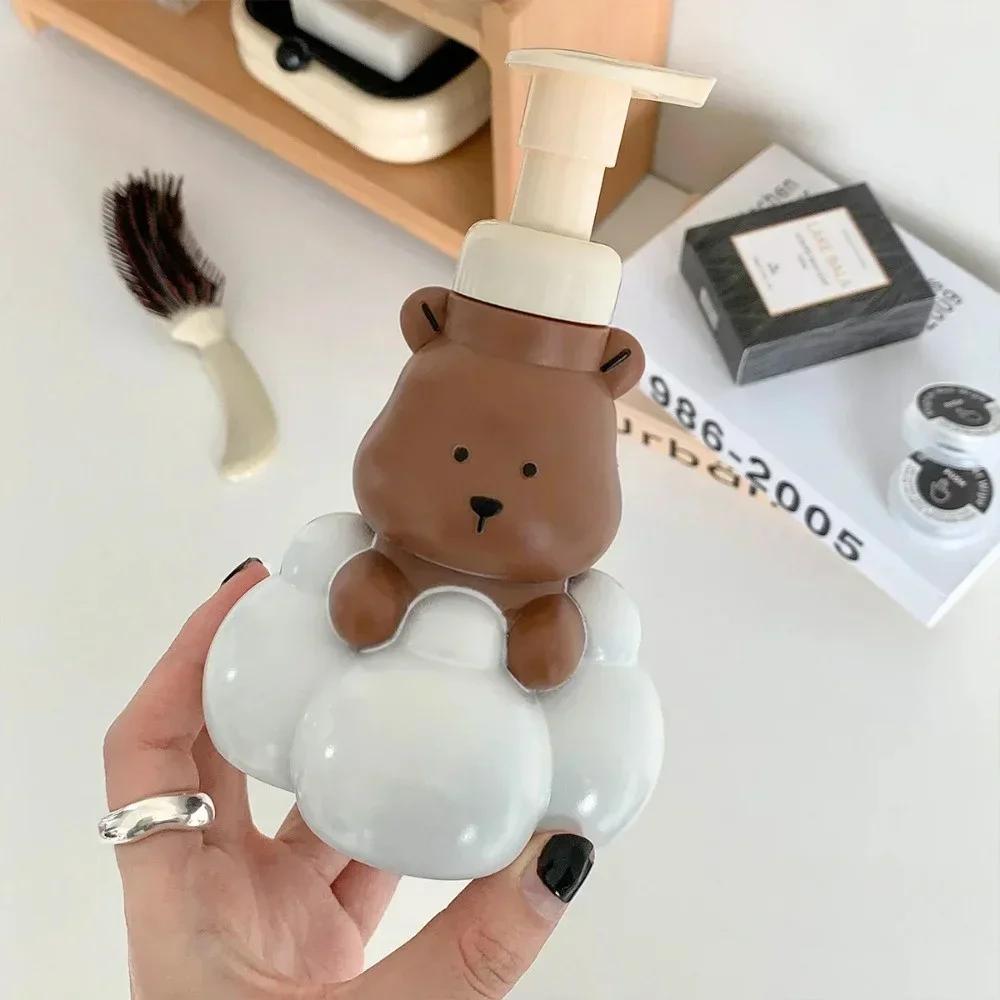 1PC Cartoon Bear Lathering Bottle Press Spray Bottle Bathroom Hand Sanitizer Shampoo Pump Bottle Portable Soap Dispenser