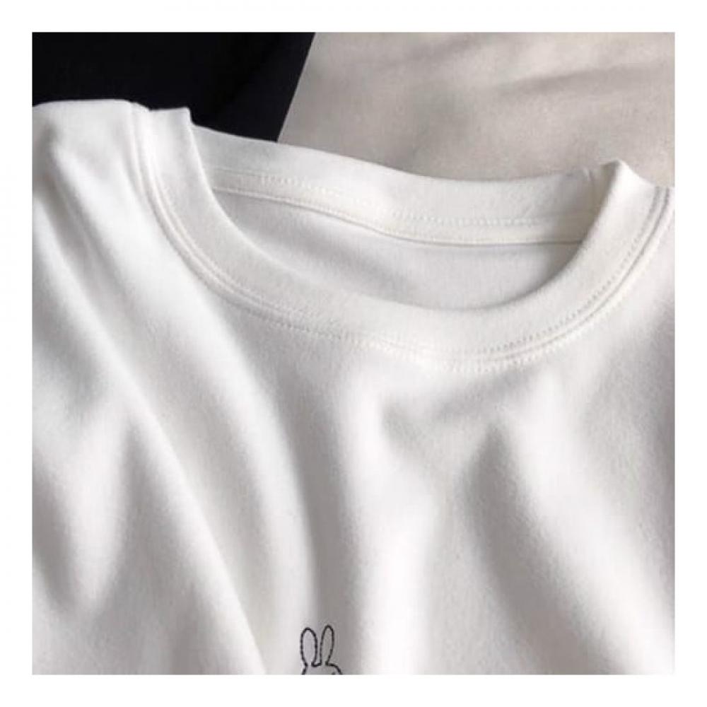 Navava RabbiT Embroidery Cozy Round Neck Long Sleeve T shirT nT1053