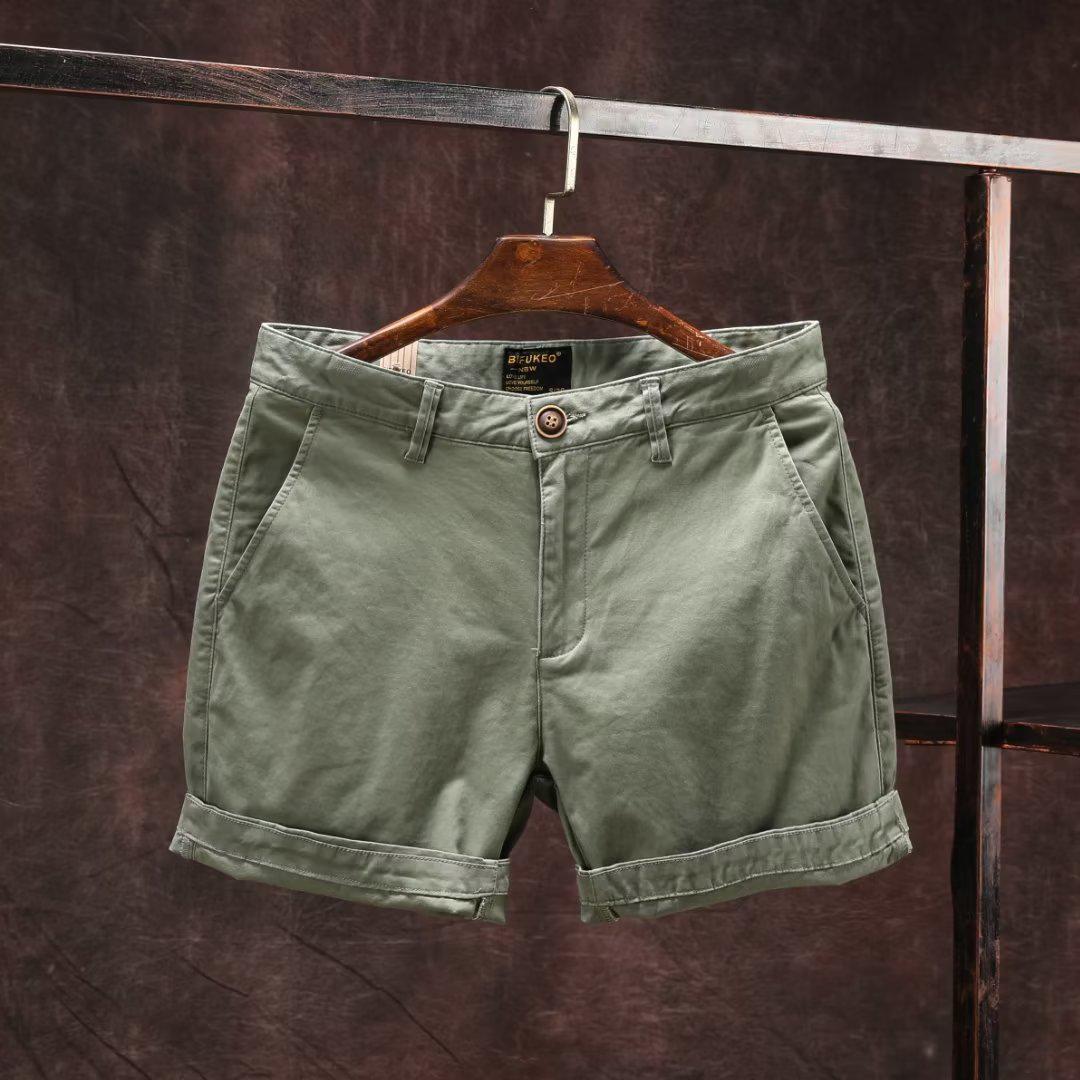 Trendy Sommer Slim-Fit Casual Shorts für Herren - Leicht elastische Strandhose mit geradem Bein M grün