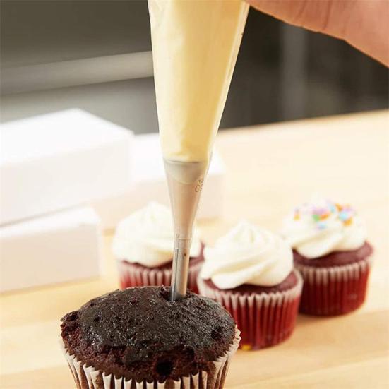 Stainless Steel Cream Piping Tips Set Lightweight Pastry Icing Decorating Tools with 3 Long Puff Nozzles Cream Puff Decorating Kit