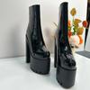 16CM Echtes Leder Designer Luxus Plateau Block High Heels Damen Stiefeletten Reißverschluss Top Qualität prägnant Damen Schuhe