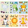 6 Photos/pack of Animal Face Change Stickers Cartoon Cute Little Animal Giraffe Turtle Tiger DIY Dress-up Stickers