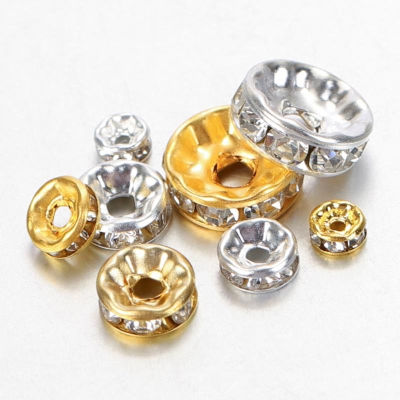 100Pieces Rhinestones Decorative Spacer Beads Fashion Jewelry Supplies Loose Bead Perfect for Jewelry Making and Projects