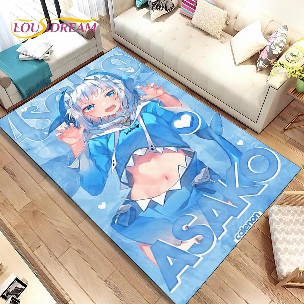 Gawr Gura Hololive Cute Anime Area Rug Large,Carpet Rug for Living Room Bedroom Sofa Doormat Decoration,kids Non-slip Floor Mat