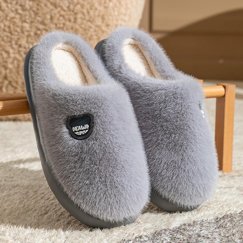 Cotton Slippers Women's Autumn and Winter New Indoor Home Non-slip Household Couple Outer Wool Slippers Men's