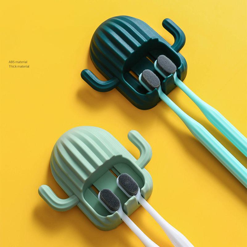 5pcs Household No-punch Toothbrush Holder Nordic Colour Cactus Toothbrush Holder Simple Wall-mounted Electric Toothbrush Holder
