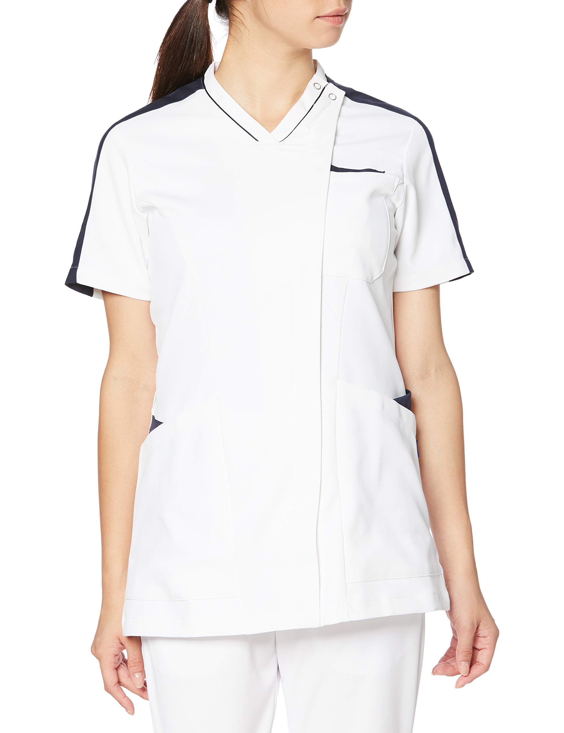 Mizuno Casey Jacket Industrially Women s (MZ0213, White/Navy, LL) [Waterproof, Anti-Static, Stretch, Antibacterial, Washable]