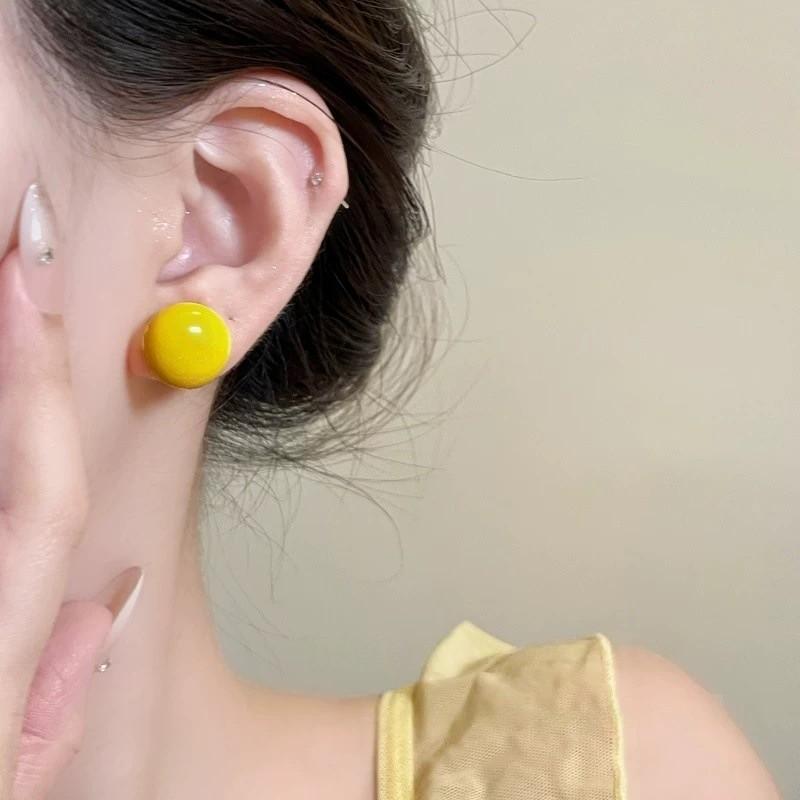 Pinkdudu Dopamine Candy Colorful Bun Bean Stud Earrings for Women Cute Round Multicolored Happy Style Drops PD2515