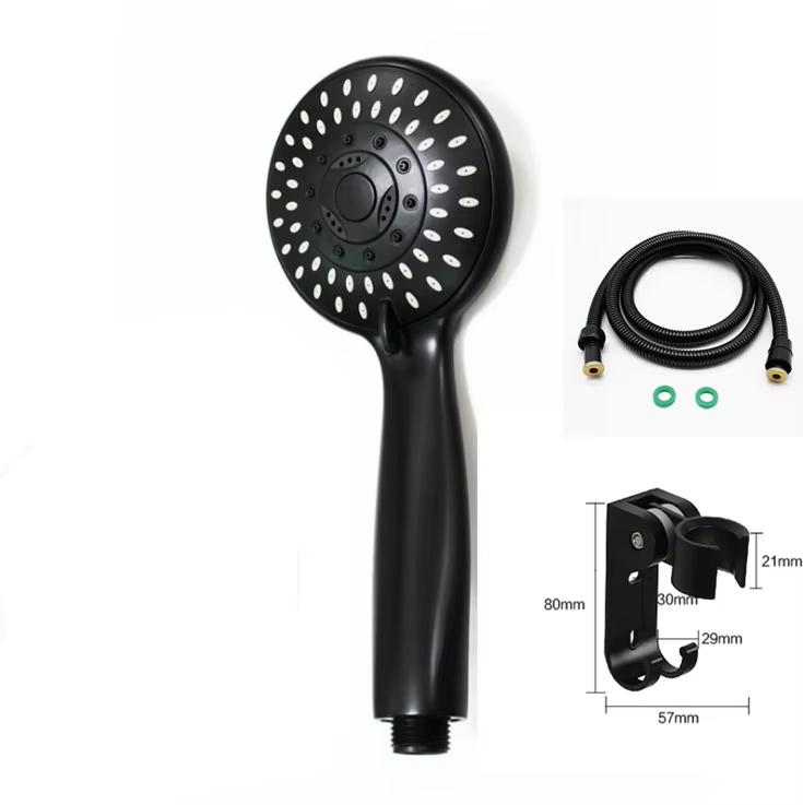 Black Chrome Finish Handheld Shower Head High Pressure 5 Spray Settings Water Saving Massage Spa Detachable Bathroom (Black,ABS Plastic) чёрный
