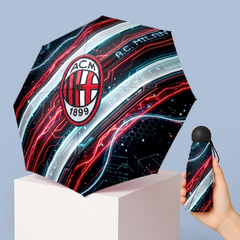 AC Milan Pattern Printed Mini 5 Folds 8 Ribs Compact Umbrella Windproof Waterproof Lightweight Portable Folding