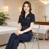 V-Neck Women's Professional Salon and Hotel Dress - Autumn Fashion Overalls Skirt