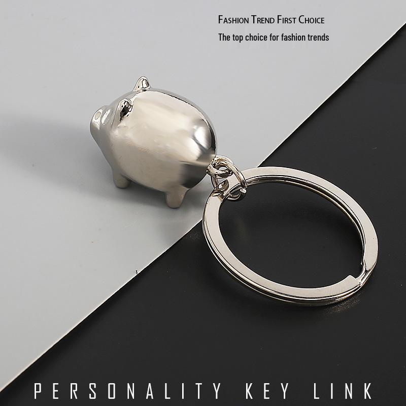 Custom 3D Metal Piglet Zodiac Keychain Pendant with Laser Engraved Logo