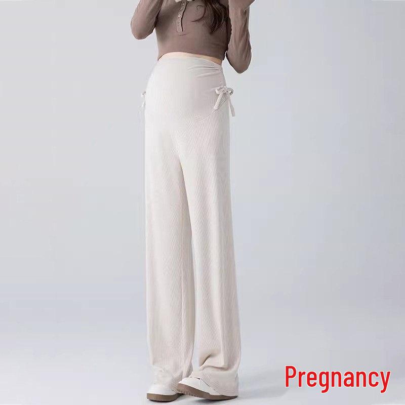 

Maternity Wide-Leg Drawstring Pants, Petite Size, Non-Constricting Belly, Spring/Autumn Casual Style One Size [suitable for 80-110 jin]